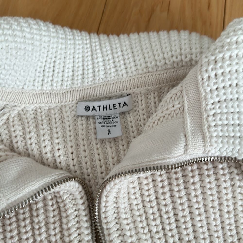 Athleta Ivory Cableknit Pullover - image 3
